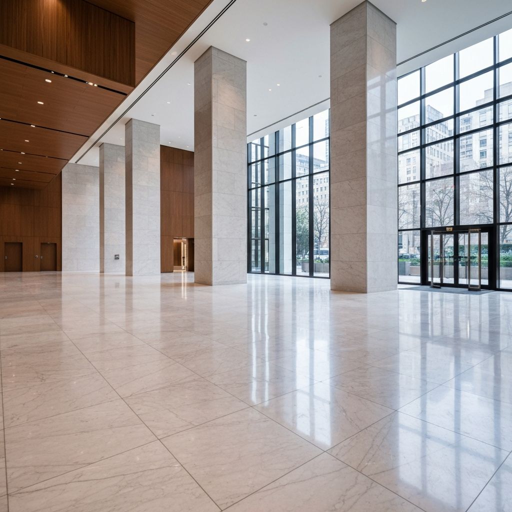 Luxury commercial building lobby in NYC